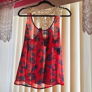 Sheer Floral Top M (7-8)